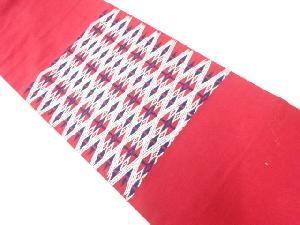 アンティーク　手織り紬変わり菱模様刺繍開き名古屋帯（額縁仕立て）